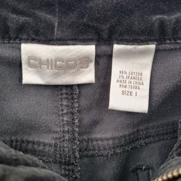 Chicos Black Velvet Pants Size 1 (8) Button/Zip - Picture 5 of 6